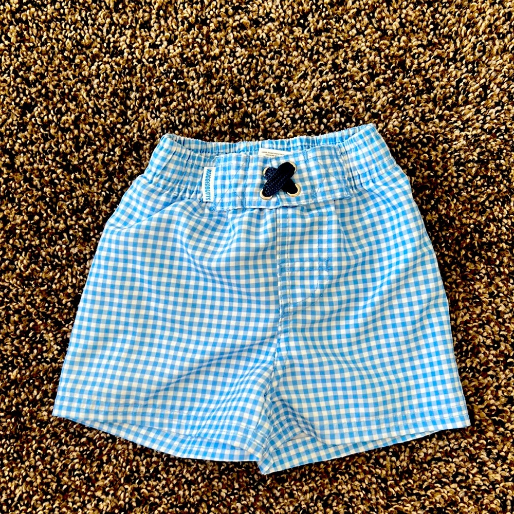 Boys gingham swim trunks